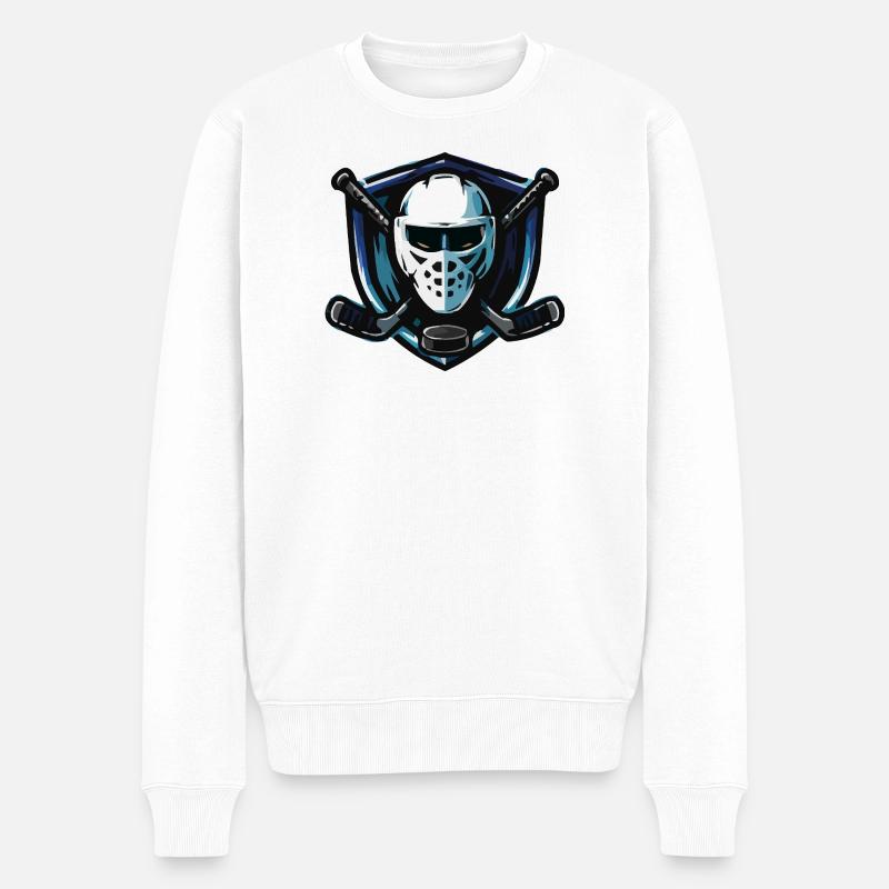 Eishockey Maske Wappen - Männer Premium Bio Pullover - Weiß
