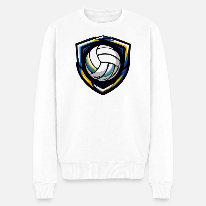 Emblème du bouclier de volley-ball - Pull Premium bio Homme - blanc