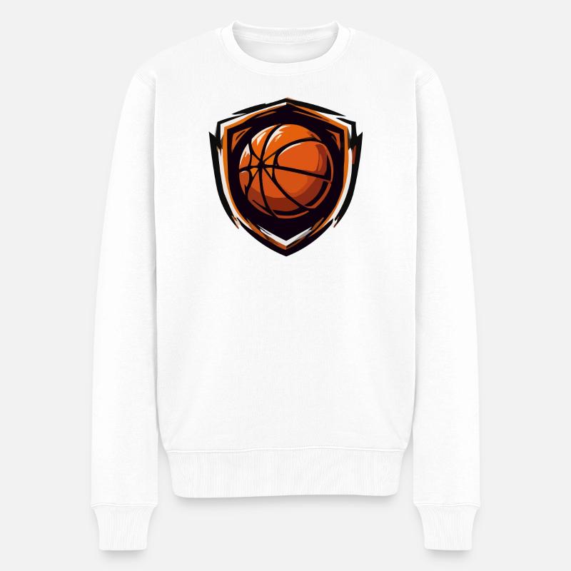 Basketball Shield Emblem Orange - Männer Premium Bio Pullover - Weiß