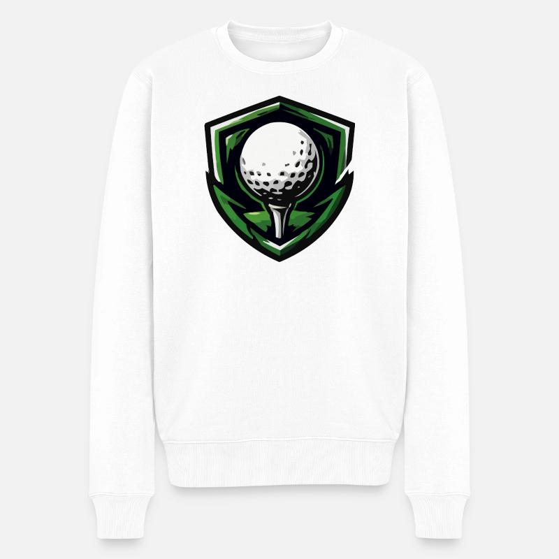 Schild Golfball Emblem - Männer Premium Bio Pullover - Weiß