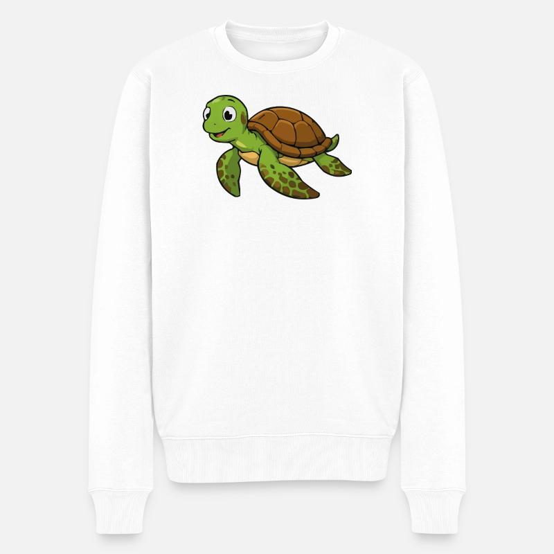 Cuddly turtle illustration - Men's Premium Organic Jumper - white