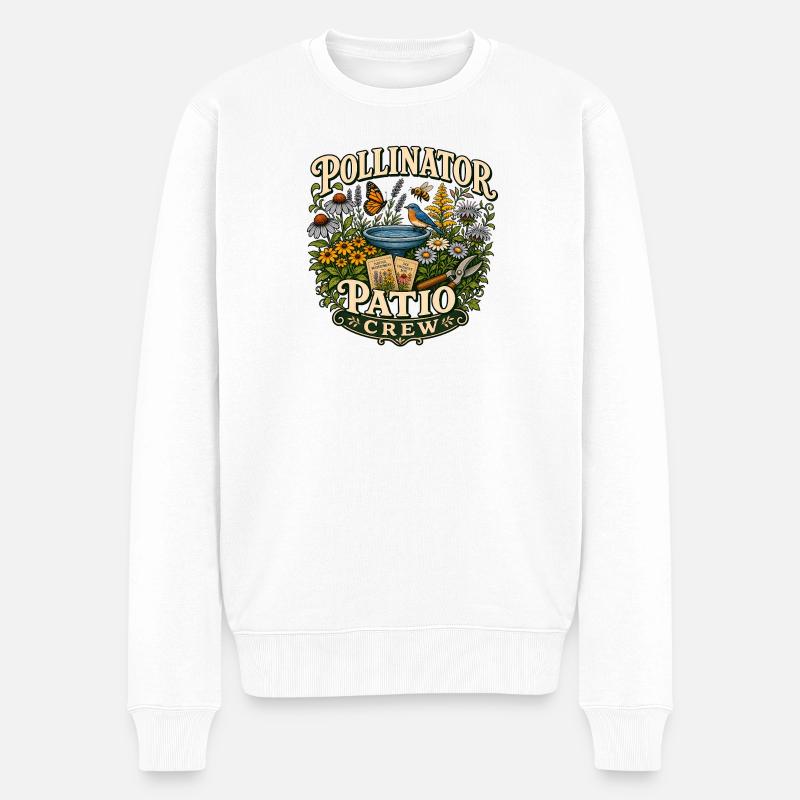 Pollinator Patio Crew Wildblumen Garten - Männer Premium Bio Pullover - Weiß