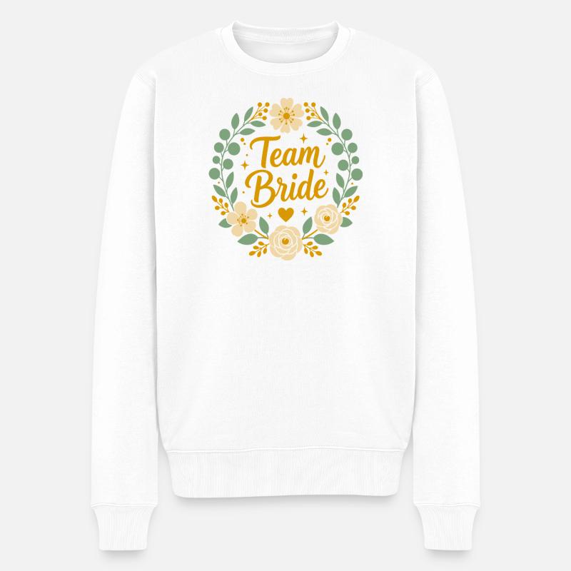 Team-Braut Blumen-Boho-Hochzeit - Männer Premium Bio Pullover - Weiß