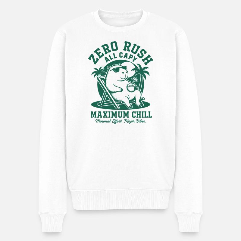 Zero Rush Capybara Chill - Männer Premium Bio Pullover - Weiß