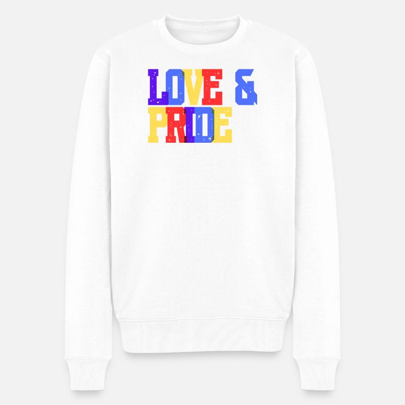 Liebe und Pride Regenbogen - Männer Premium Bio Pullover - Weiß