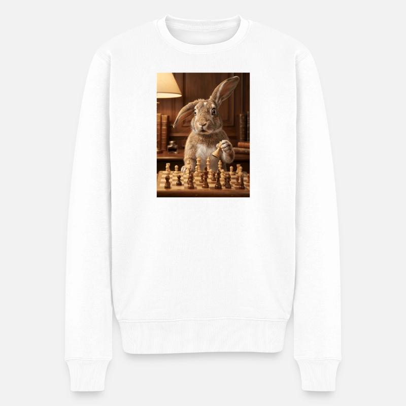 Rabbit playing chess - Men's Premium Organic Jumper - white