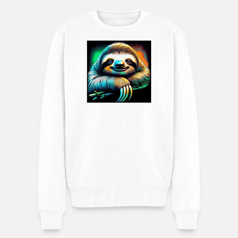 Faultier - Männer Premium Bio Pullover - Weiß