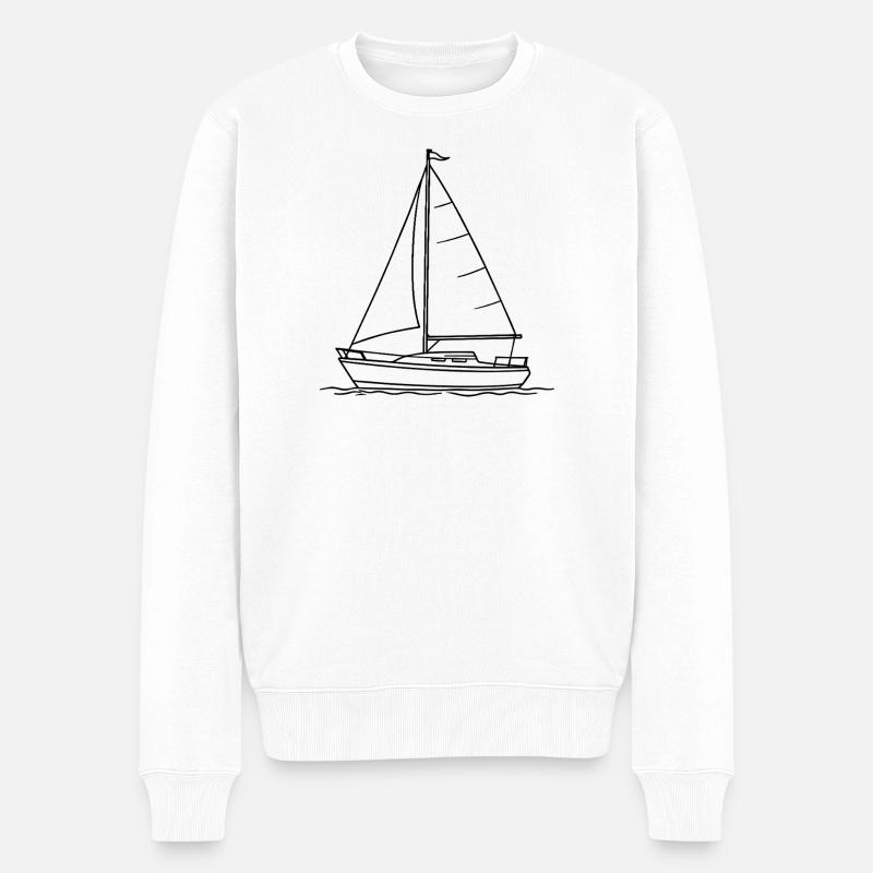 Segelboot - Männer Premium Bio Pullover - Weiß