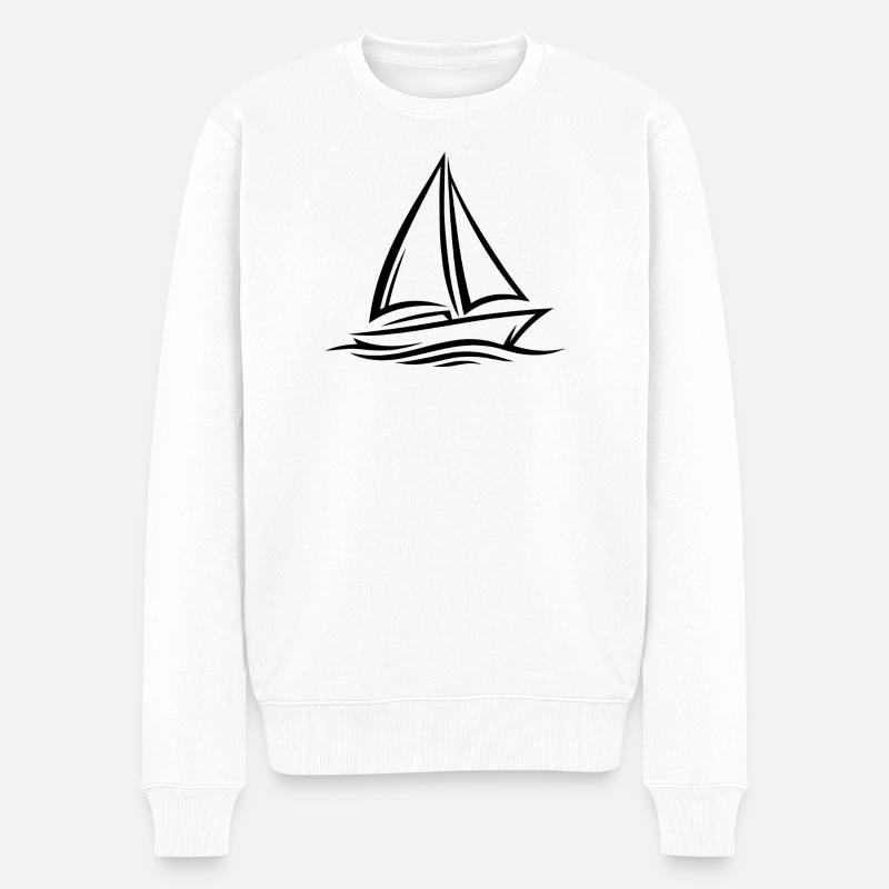 Segelboot - Männer Premium Bio Pullover - Weiß