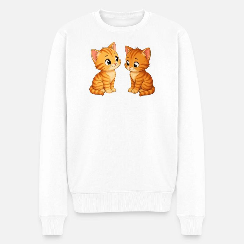 Deux mignons chatons - Pull Premium bio Homme - blanc