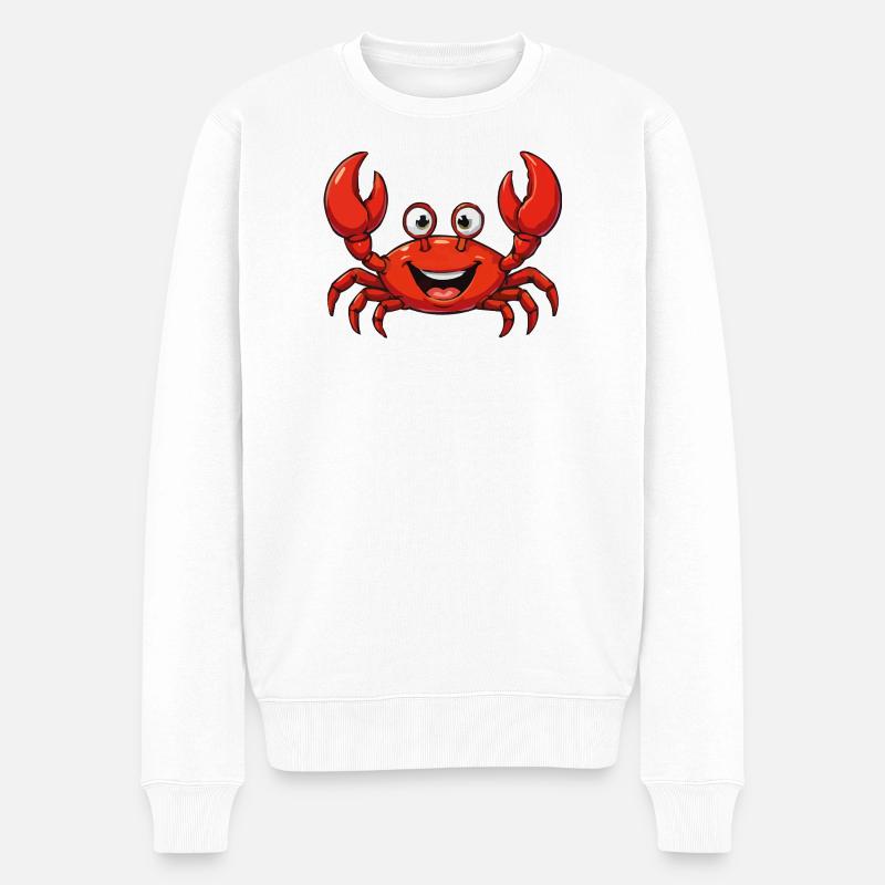 Fröhliche rote Krabbe Cartoon - Männer Premium Bio Pullover - Weiß