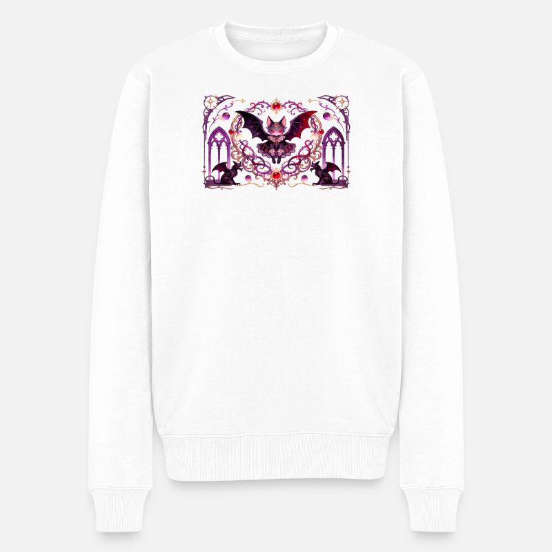 Gotische Vampirkatze Dunkle Fantasy Hexendesign - Männer Premium Bio Pullover - Weiß
