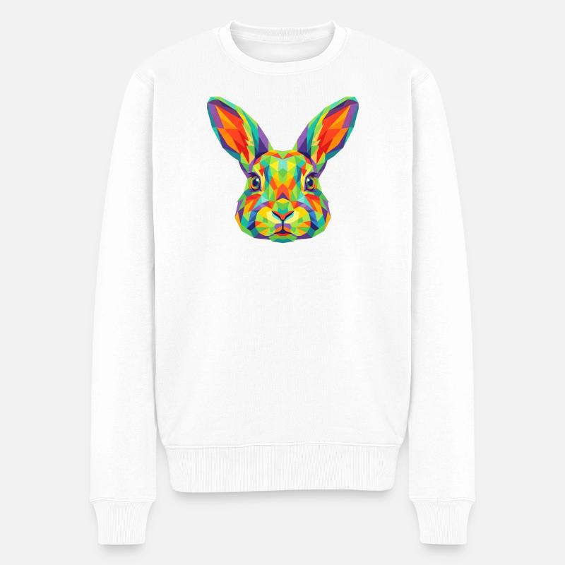 Bunte geometrische Hasen-Pop-Art - Männer Premium Bio Pullover - Weiß