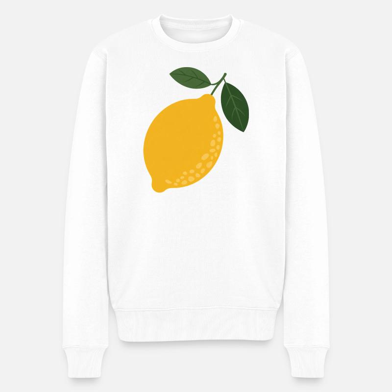 Sunny Lemon mit Leaf Duo - Männer Premium Bio Pullover - Weiß