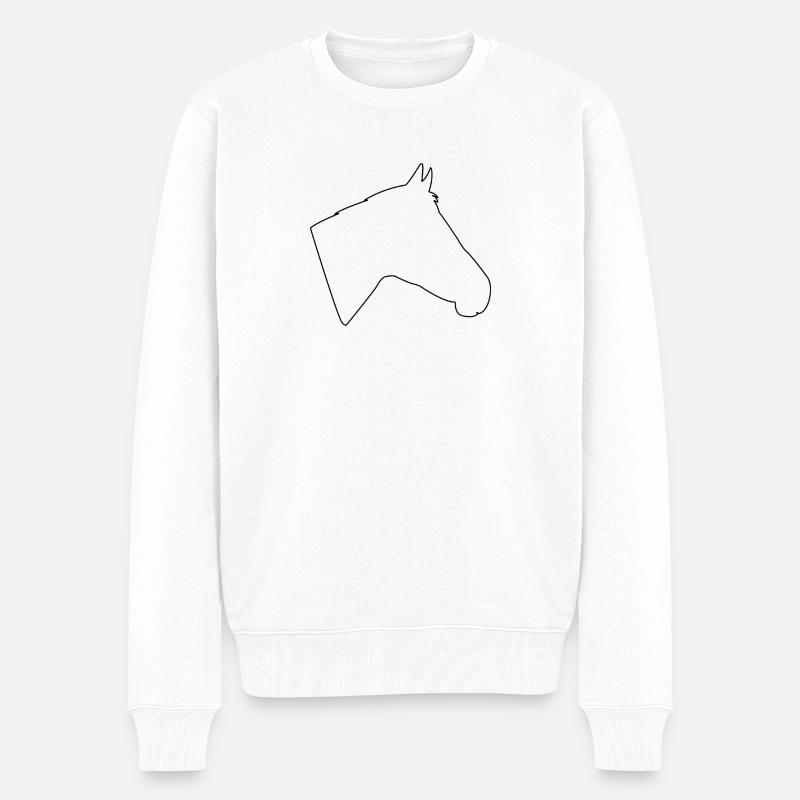 Pferdekopf - Männer Premium Bio Pullover - Weiß