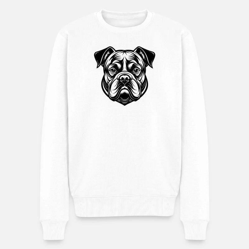 Englischer Bulldogge - Männer Premium Bio Pullover - Weiß