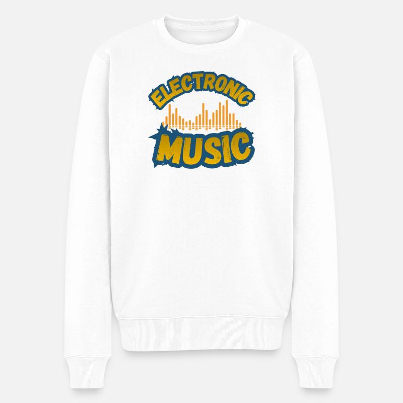 Retro-Elektronische Musik - Männer Premium Bio Pullover - Weiß