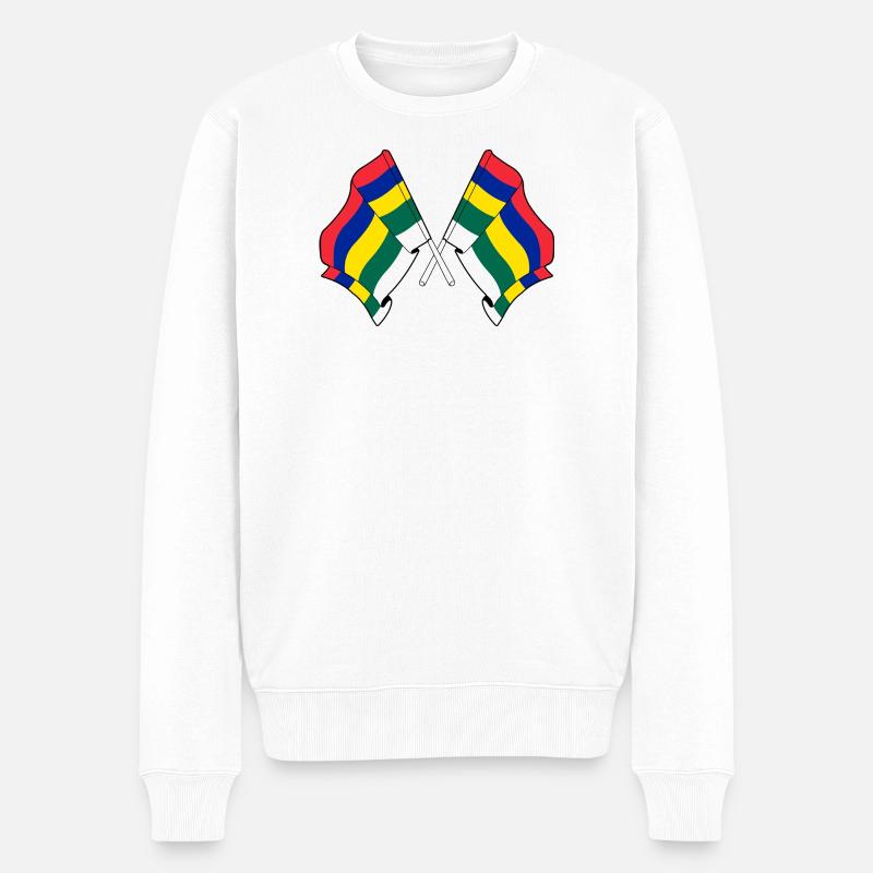Gekreuzte Terschelling-Flaggen – Island Pride - Männer Premium Bio Pullover - Weiß