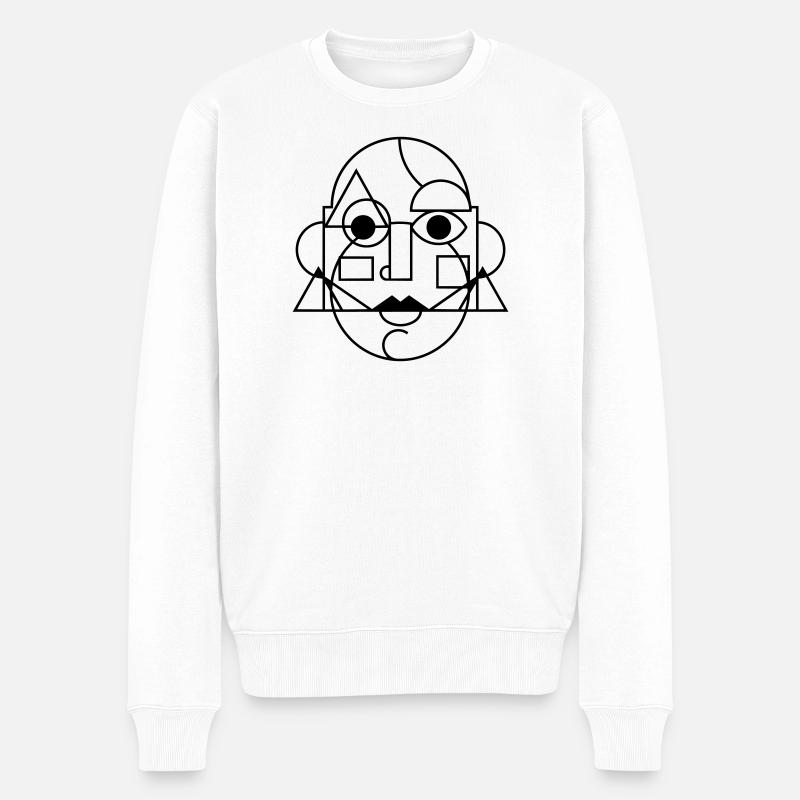 Abstraktes Kunstgesicht - Männer Premium Bio Pullover - Weiß