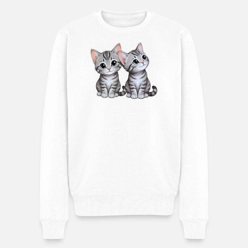 Kätzchen Geschwister - Männer Premium Bio Pullover - Weiß