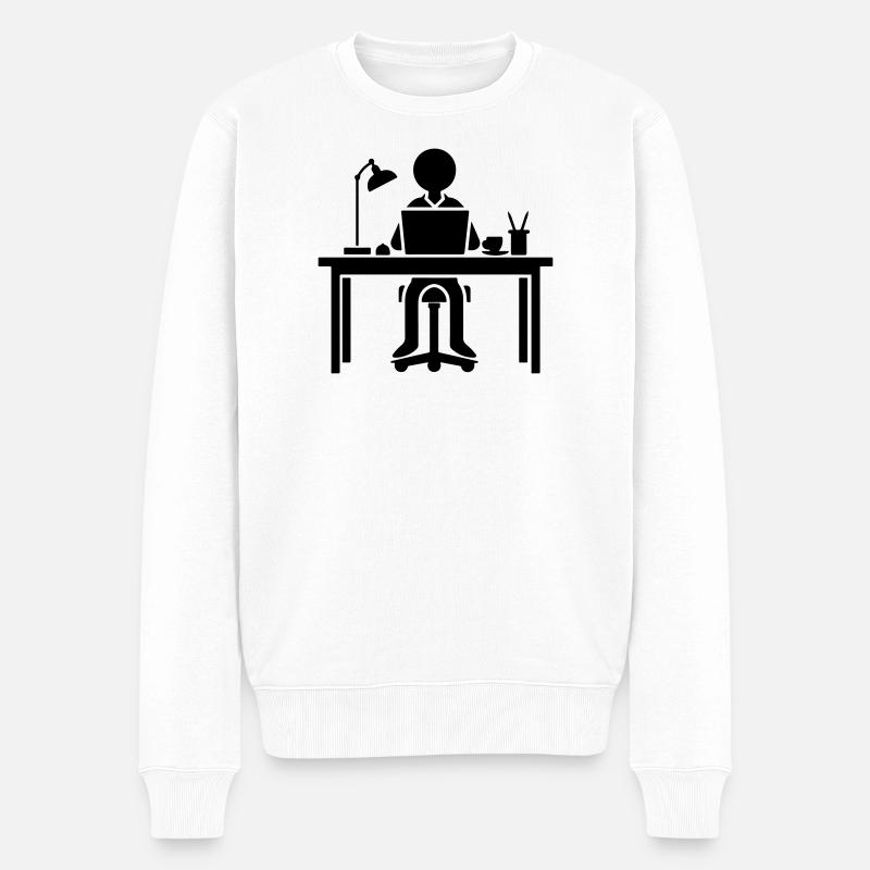 Arbeiter Computer Job Büro Lernen - Männer Premium Bio Pullover - Weiß