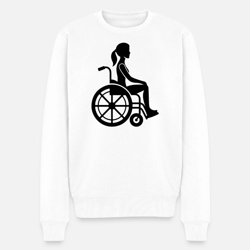 Femme en fauteuil roulant - Pull Premium bio Homme - blanc