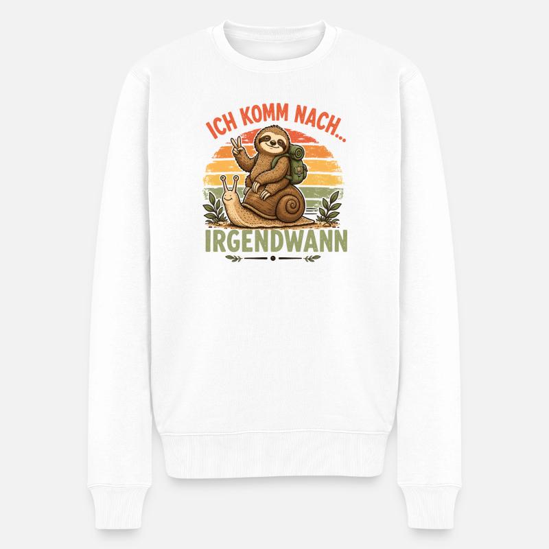 Faultier Schnecke Irgendwann Shirt - Männer Premium Bio Pullover - Weiß