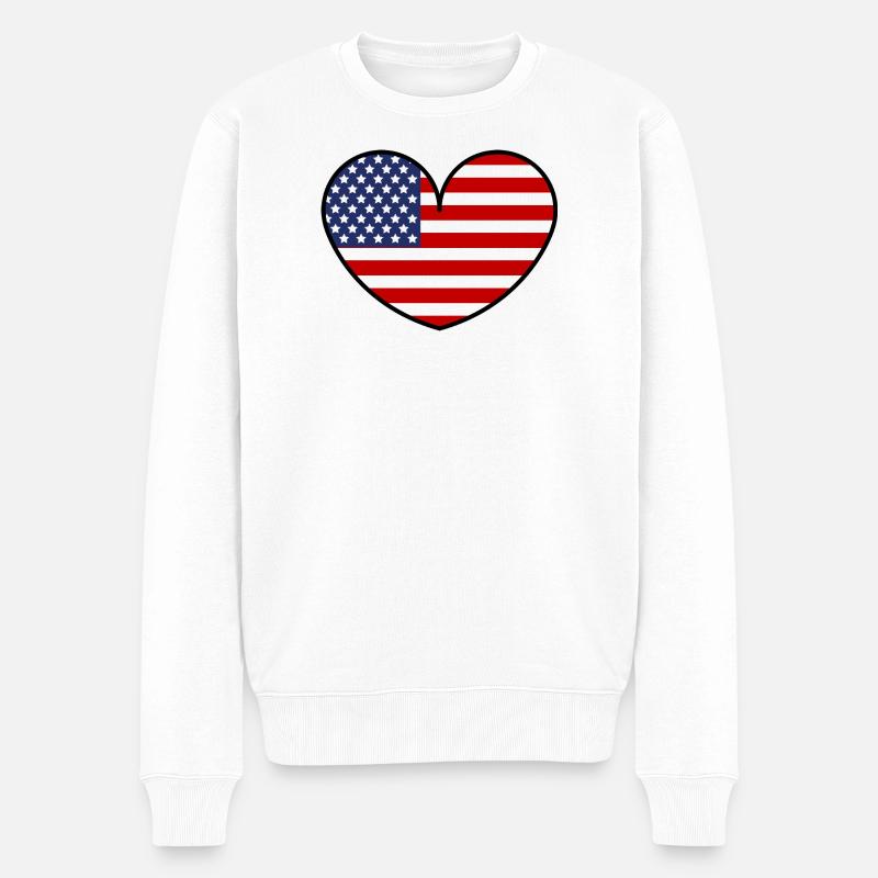 American Flag Heart - Männer Premium Bio Pullover - Weiß