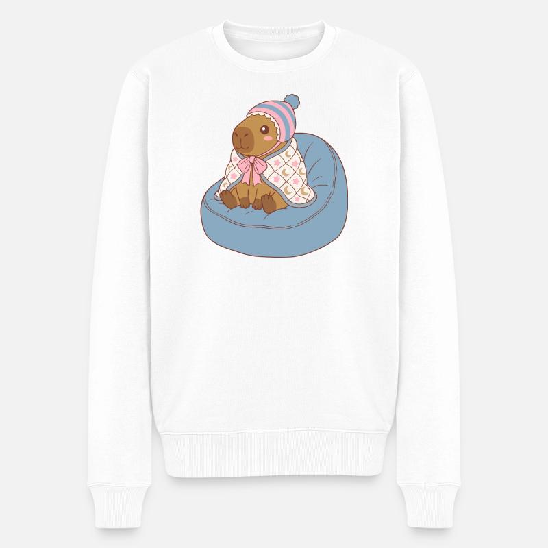 Cuddle Capybara Moonstar-Decke – Kawaii-Design - Männer Premium Bio Pullover - Weiß