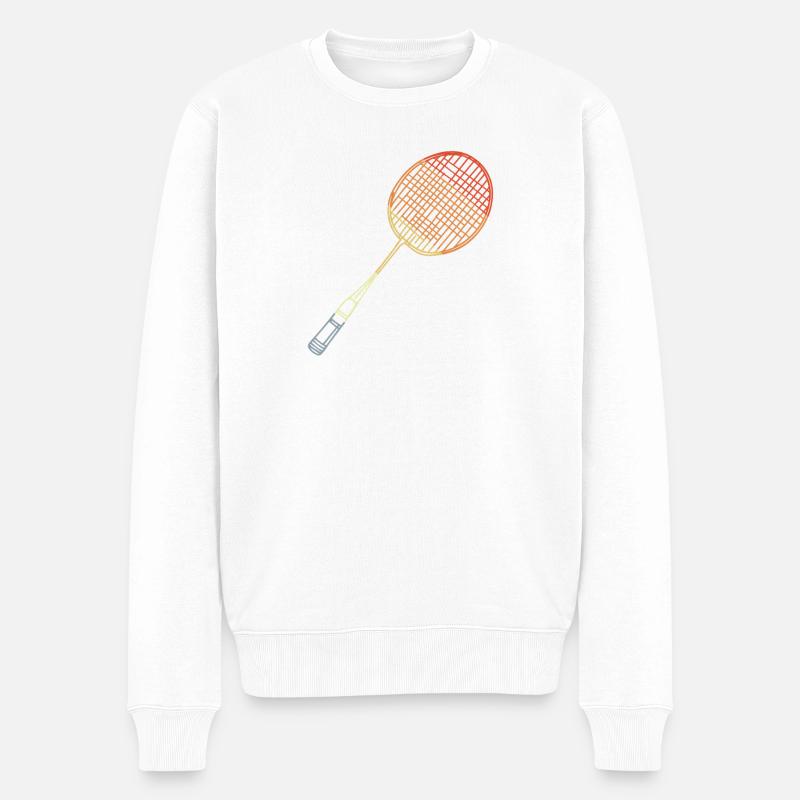 Badminton Racket Sketch - Men's Premium Organic Jumper - white