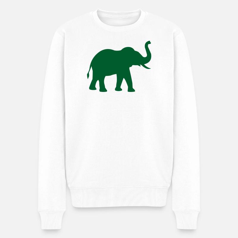 Elefanten Silhouette in Grün - Männer Premium Bio Pullover - Weiß
