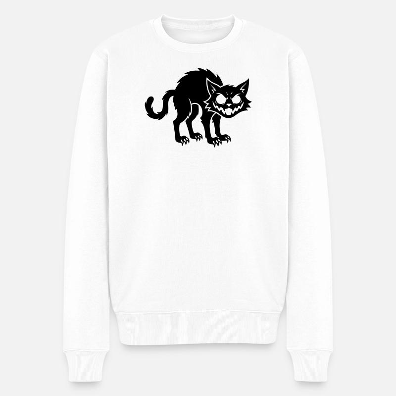 Chat noir en colère - Pull Premium bio Homme - blanc