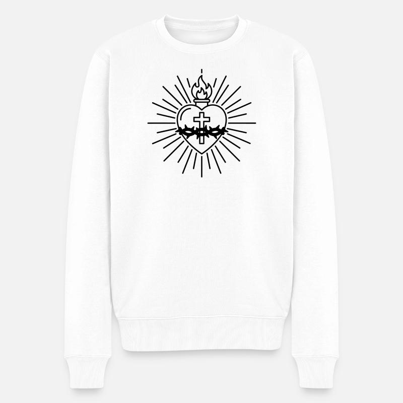 Tatouage du Sacré-Cœur - Pull Premium bio Homme - blanc