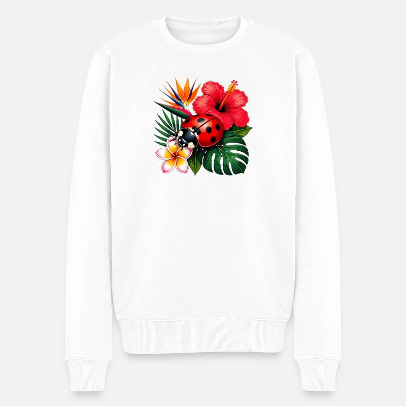 Cocinelle tropicale dans l’hibiscus - Pull Premium bio Homme - blanc