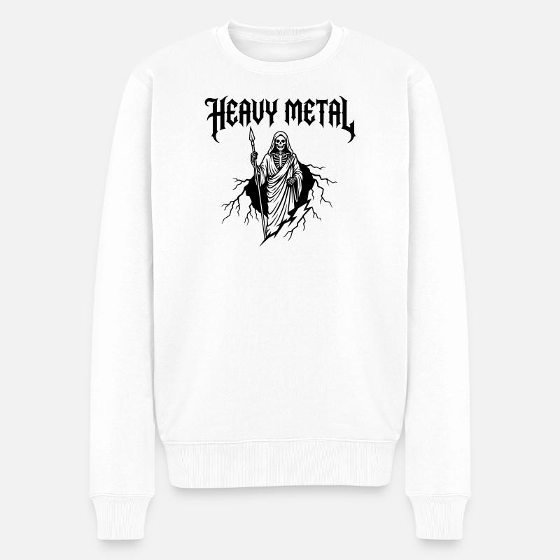 Heavy Metal Musik - Männer Premium Bio Pullover - Weiß