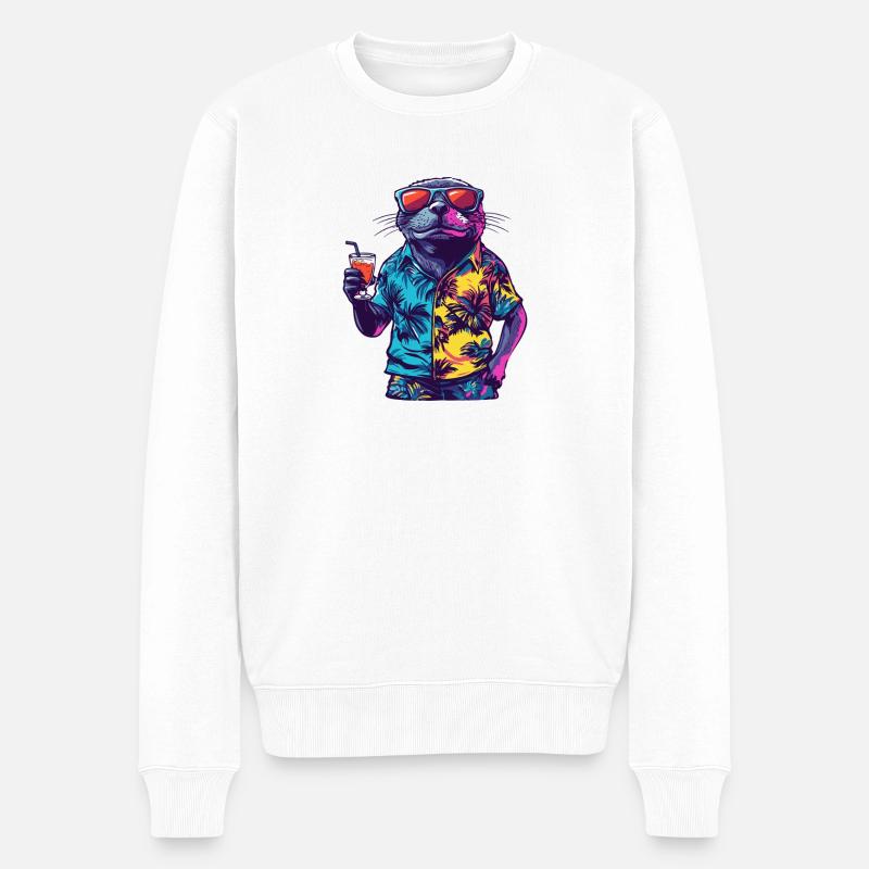 Robbe Comic Sommer - Männer Premium Bio Pullover - Weiß