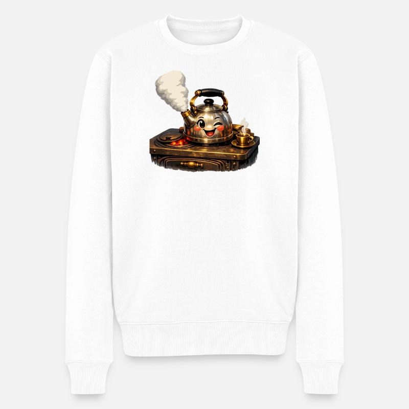Bouilloire sur la cuisinière - Pull Premium bio Homme - blanc