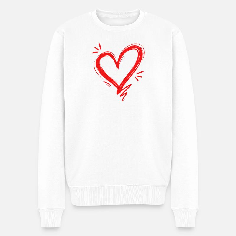 Herz - Männer Premium Bio Pullover - Weiß