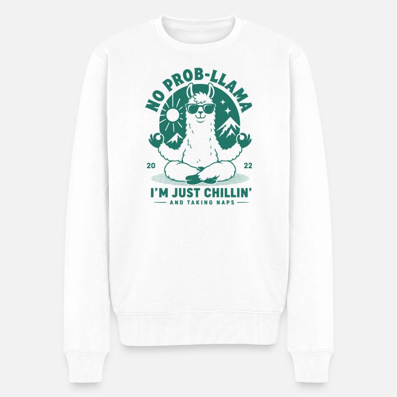 No Prob-Llama Just Chillin - Männer Premium Bio Pullover - Weiß