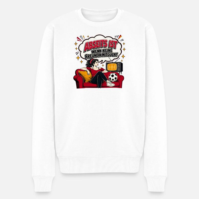 Abseits ist Retro Couch Pop-Art - Männer Premium Bio Pullover - Weiß