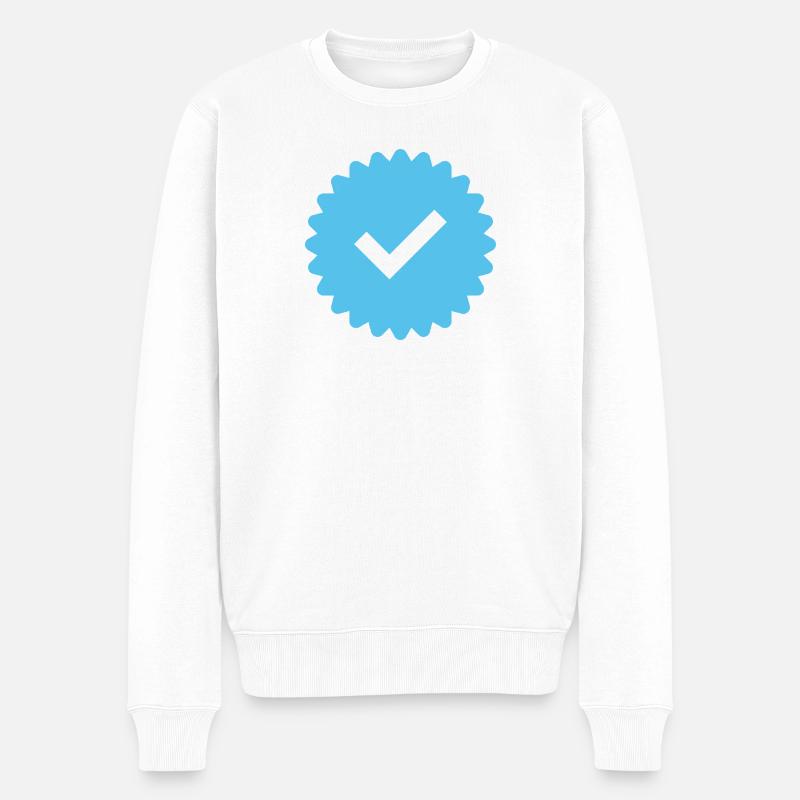 Blue Tick Abzeichen - Männer Premium Bio Pullover - Weiß