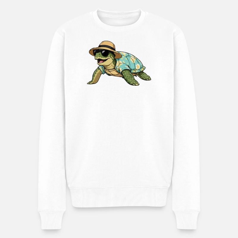 Schildkröte im Tropenlook - Männer Premium Bio Pullover - Weiß