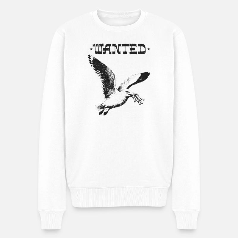 Wanted - Diebische Möwe - Männer Premium Bio Pullover - Weiß