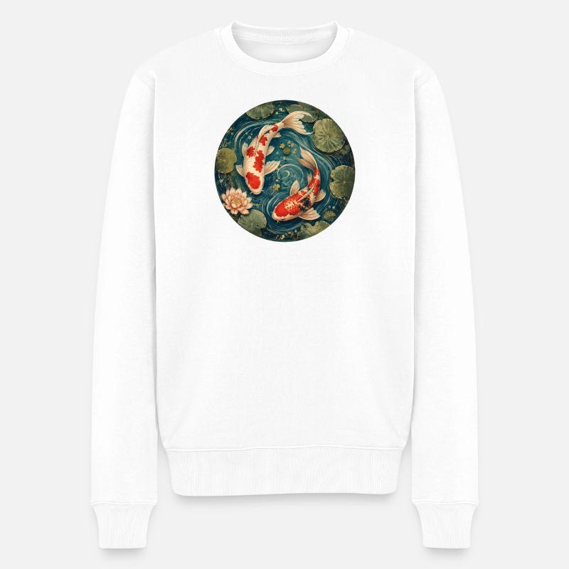 Koi Teich - Männer Premium Bio Pullover - Weiß