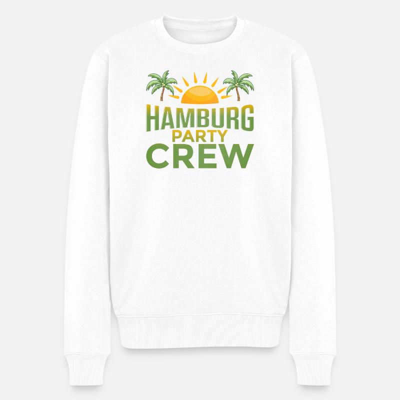 Hamburg Party Crew - Männer Premium Bio Pullover - Weiß