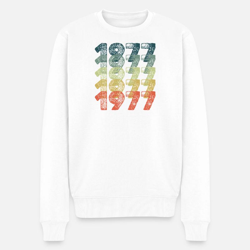 Jahr 1977 - Männer Premium Bio Pullover - Weiß