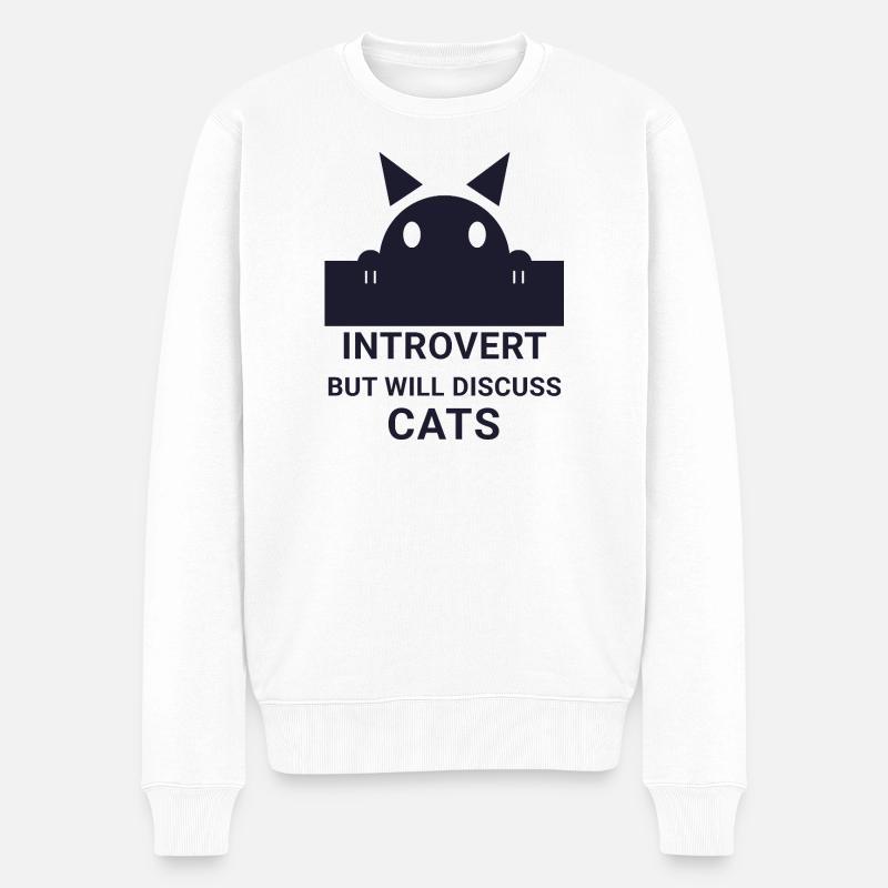 Introvertierter wird über Katzen sprechen - Männer Premium Bio Pullover - Weiß