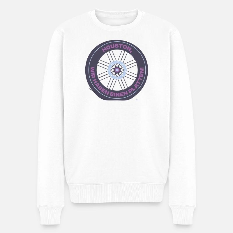Houston Fahrradreifen Plattenwitz - Männer Premium Bio Pullover - Weiß