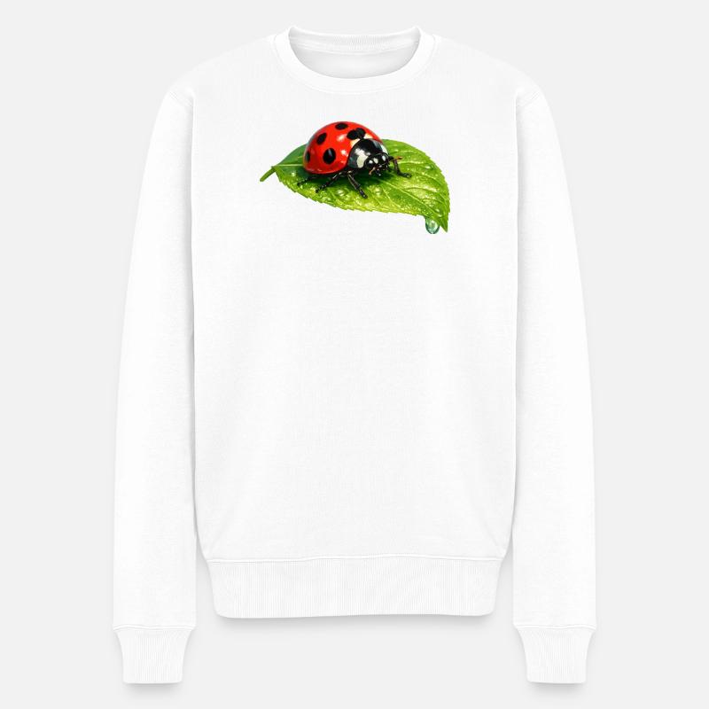 Ladybug on leaf - Men's Premium Organic Jumper - white