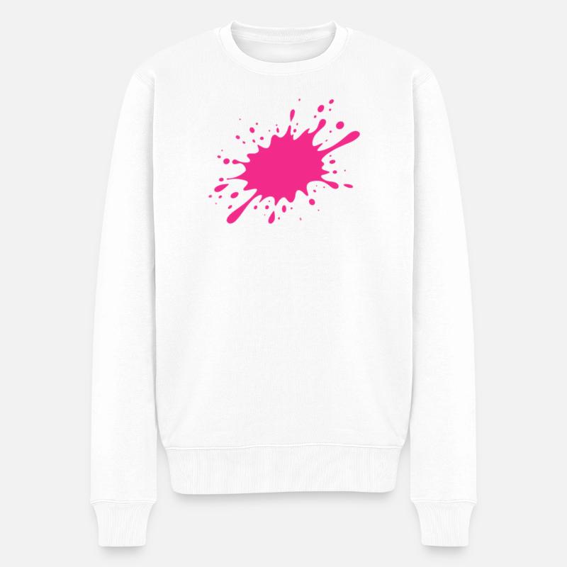 Farbspritzer rose - la Splash Rose - Pull Premium bio Homme - blanc